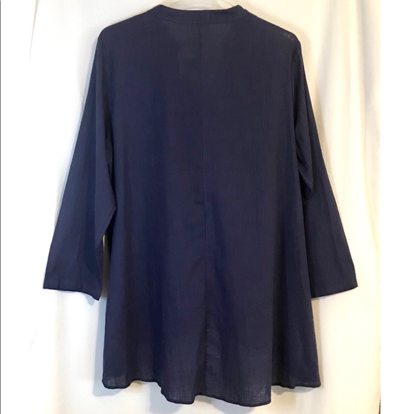 NWT Cellabie Navy Button Up High-Low Top- XL - Picture 6 of 8